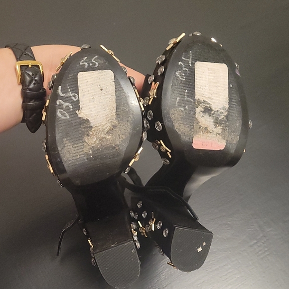 Steve Madden Black Studded Block Heel Heels - Picture 8 of 10